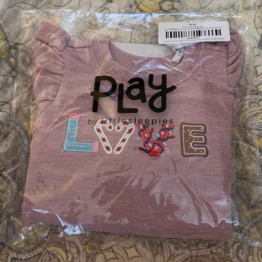 Little Sleepies holiday puff sleeve crew neck NWT SOLD OUT